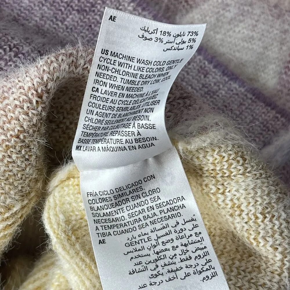 INC International Concept Medium Eyelash Sweater Balloon Sleeve Ombre Round Neck Purple - Image 9