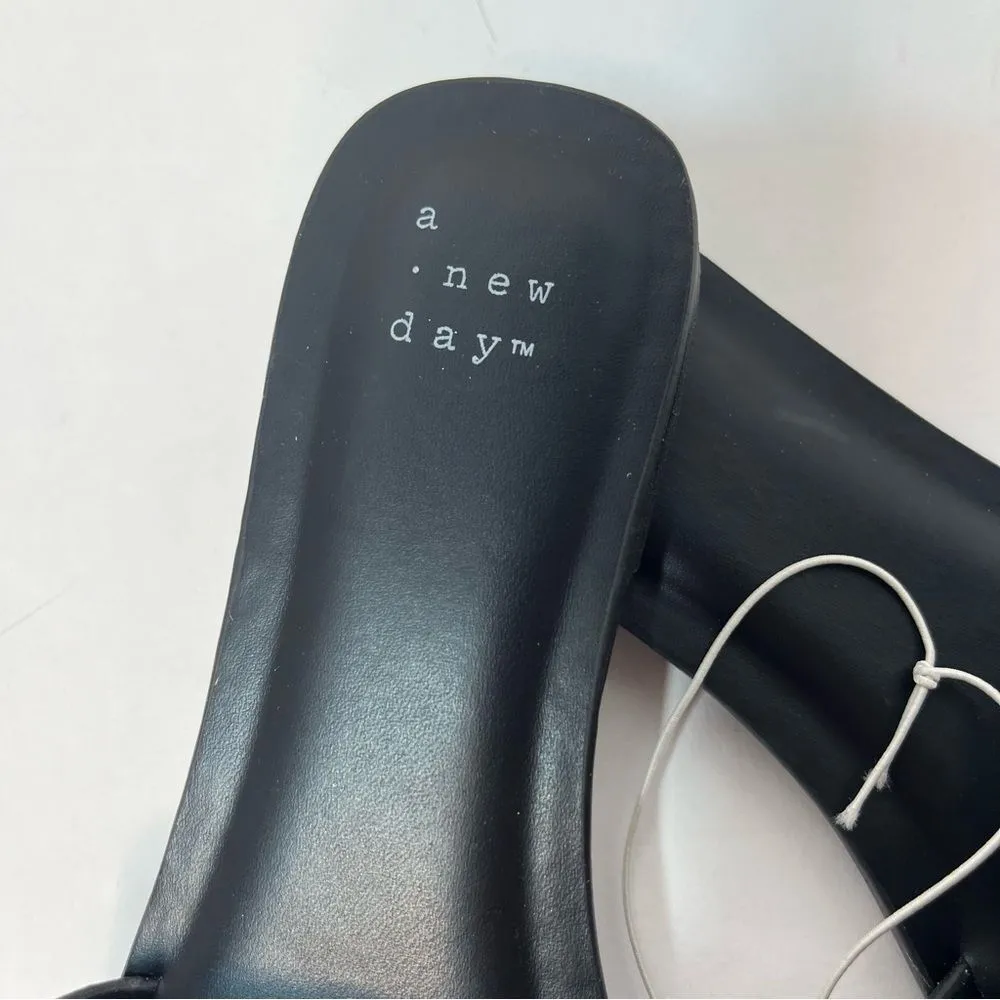 A New Day Women’s Black Vic Chain Slide Slip On Sandals Size 6 New! - Image 2