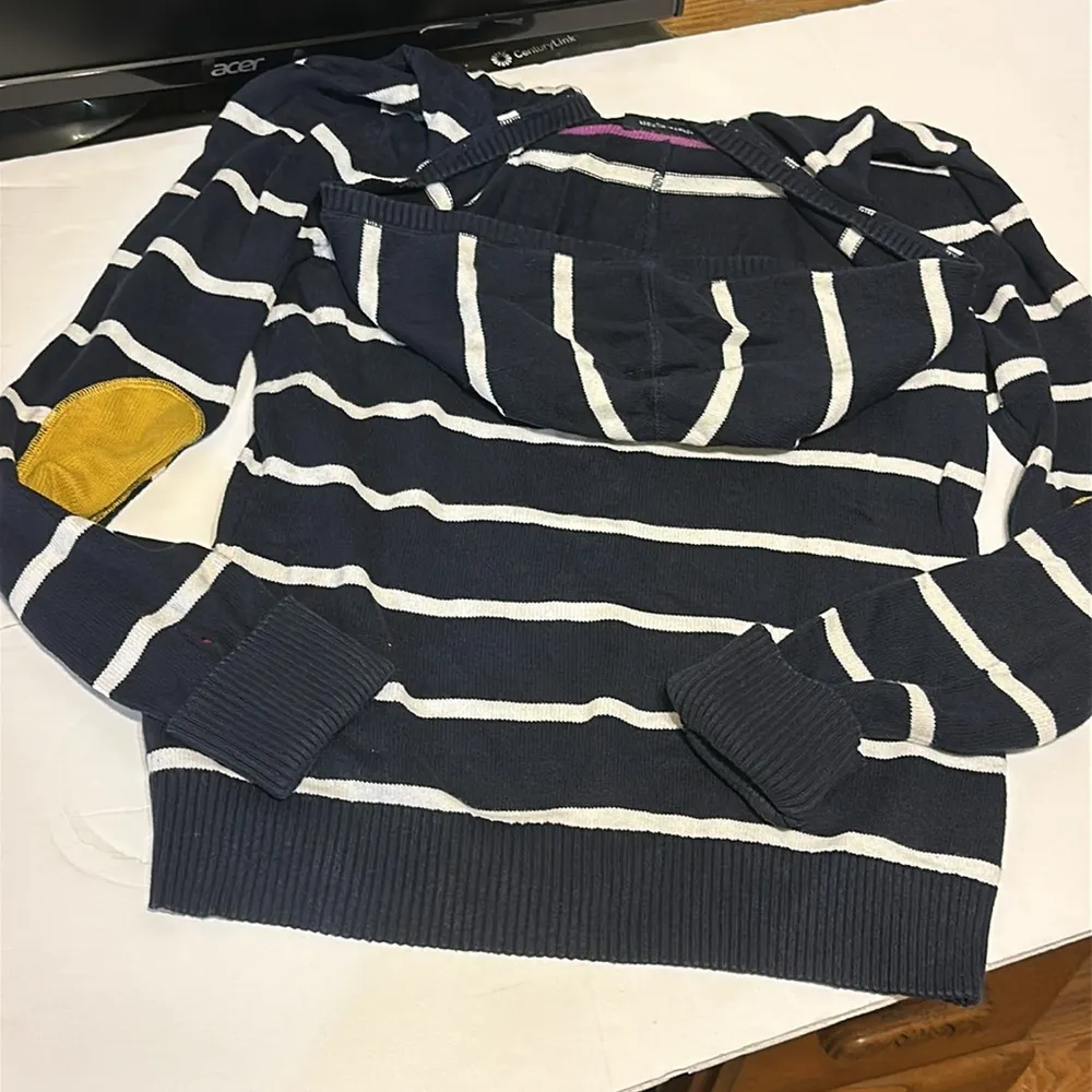 Tommy Hilfiger Striped classic navy and white te hooded sweatshirt kangaroo S - Image 6