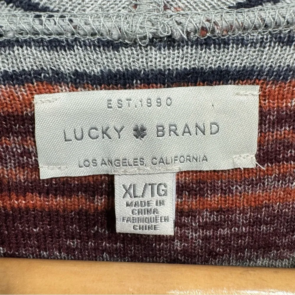 Lucky Brand Southwestern Aztec Knit Long Open Flutter Front Wrap Cardigan XL - Image 10