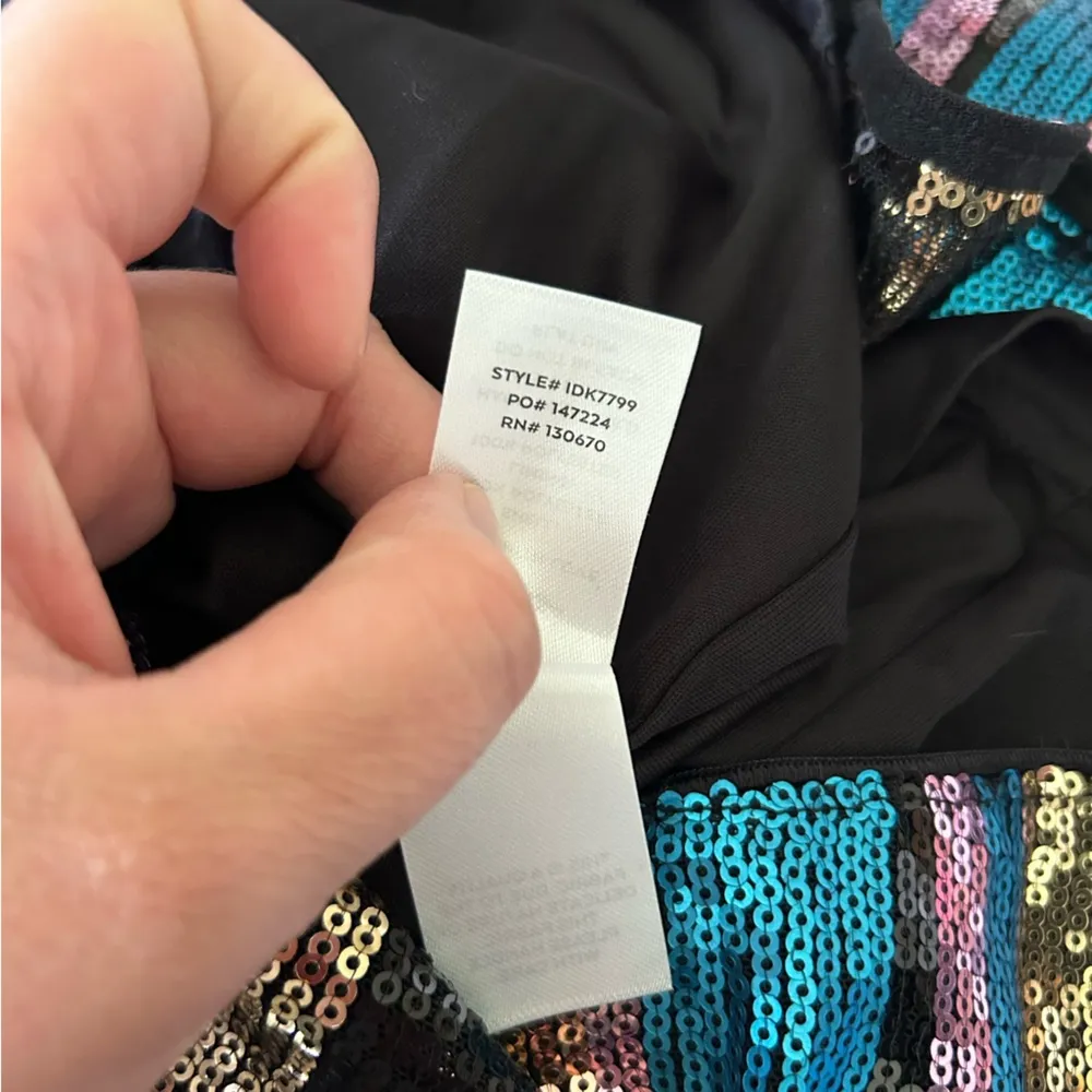 NWT Lulus Just Your Stripe Blue and Gold Sequin Bodycon Mini Dress Size XS - Image 11