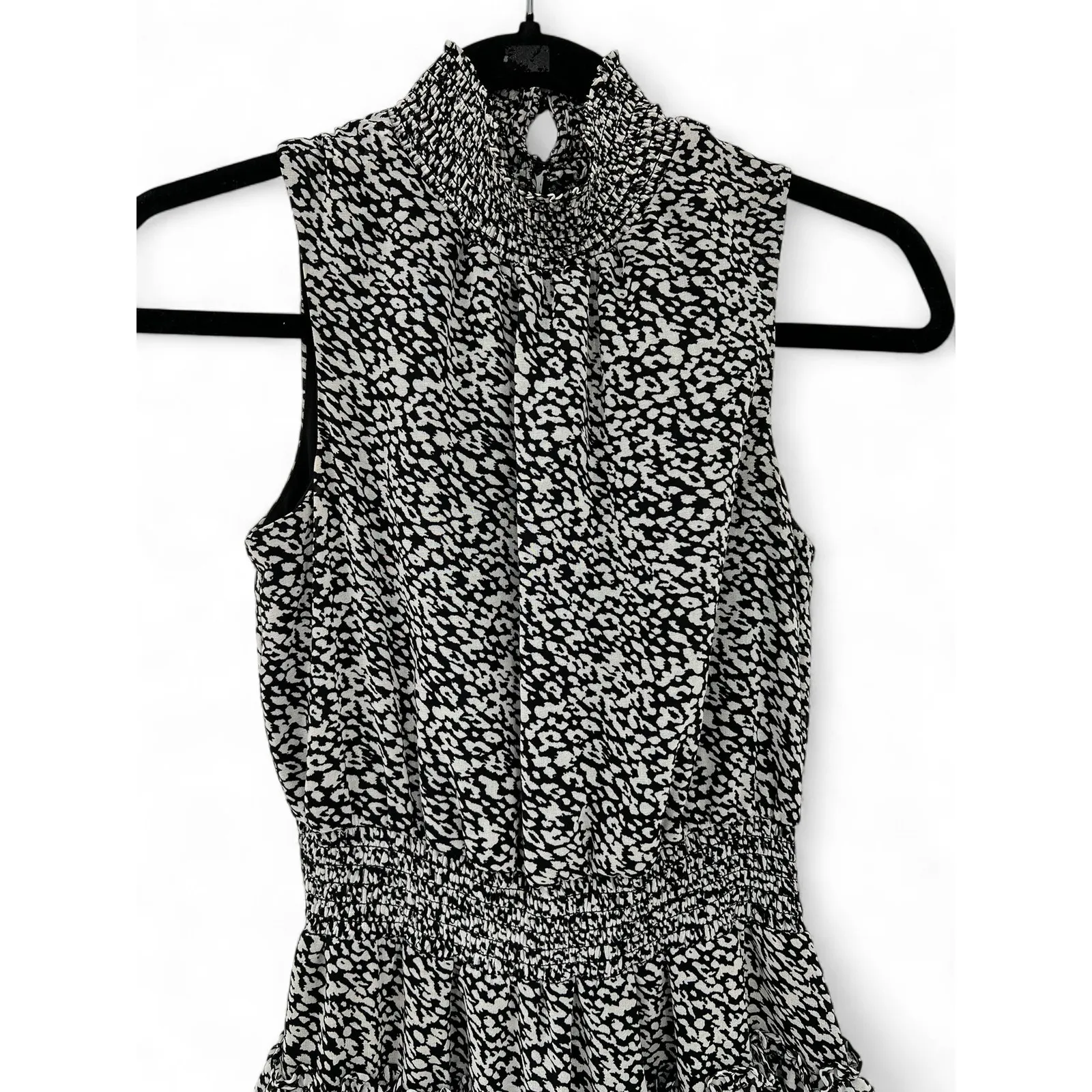 NWT EXPRESS | XS | Dress Mini Animal Print Sleeveless Mock Neck Tiered Ruffle - Image 2