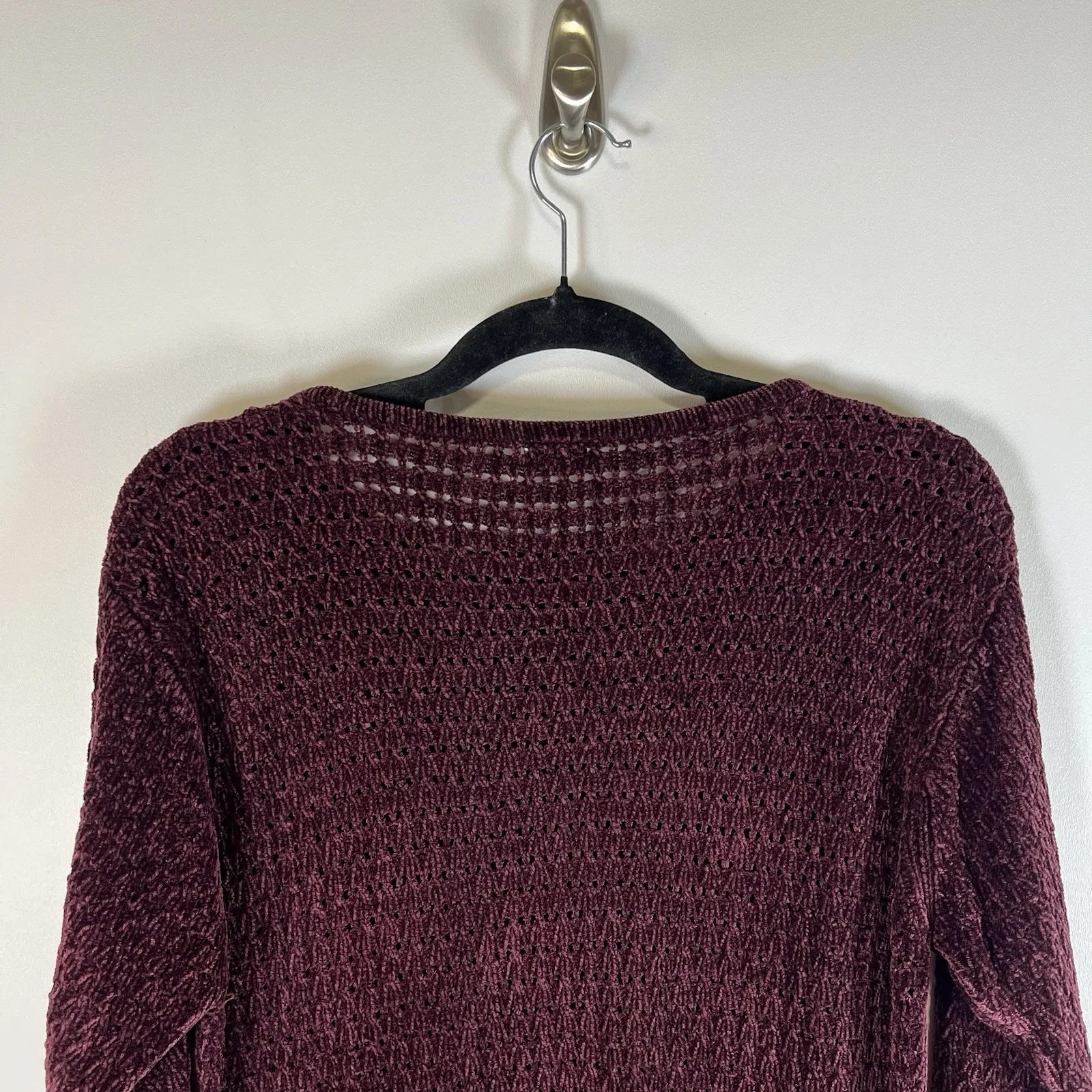Eileen Fisher Tunic Sweater Size M Chunky Heavy Knit Long Sleeve Burgundy‎ - Image 6