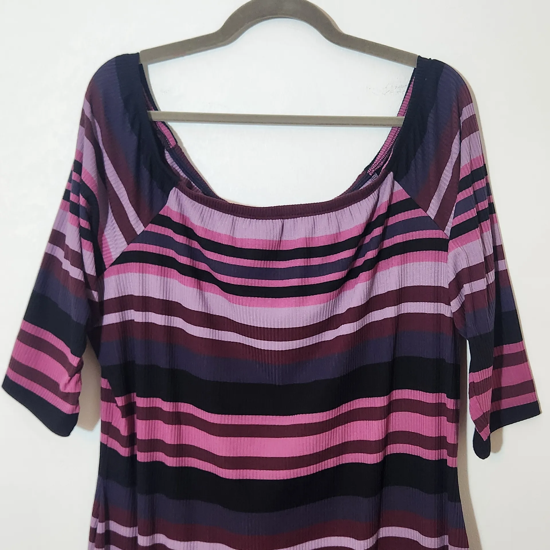 Lane Bryant Striped Pink and Purple Ribbed Knit Midi Dress Size 22/24 - Image 3