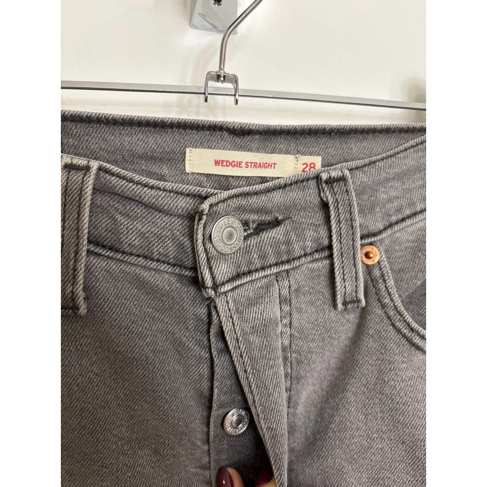 Levi's Jeans Womens 28 Cosmic Comet Gray Wedgie Straight High Rise Cotton Blend - Image 3