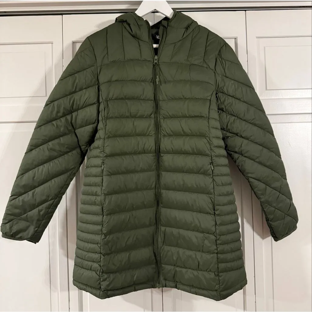 Lands’ End NWT Primaloft Olive puffer jacket with hood small - Image 3