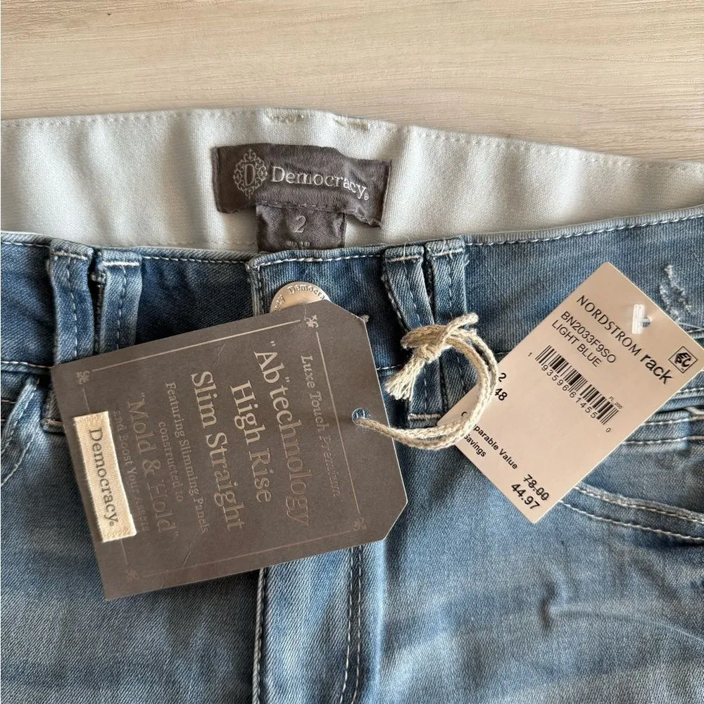 Democracy AB Technology High Rise Slim Straight Jeans Blue 2 NWT - Image 6