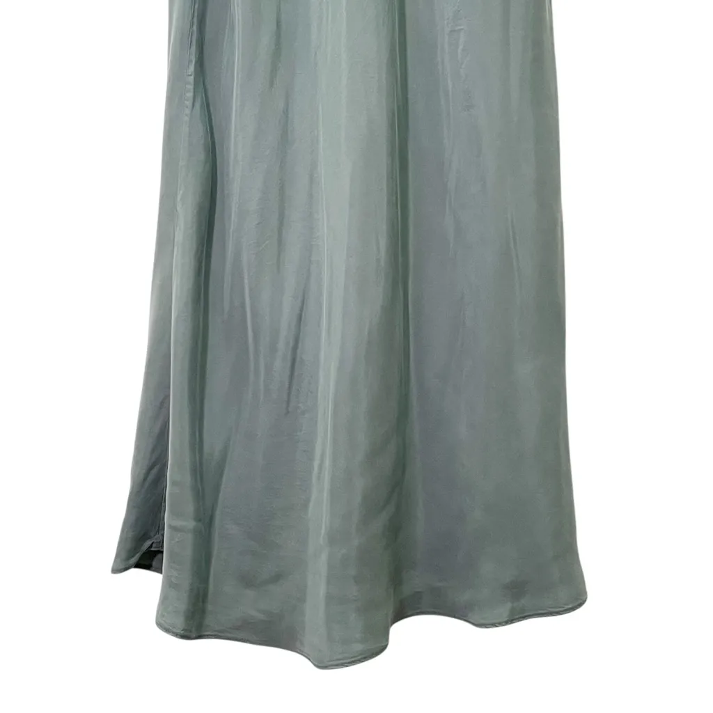J. Crew Gwyneth Cupro Blend Slip Dress Sz 12 Slate Green Midi Sheath Minimalist - Image 5