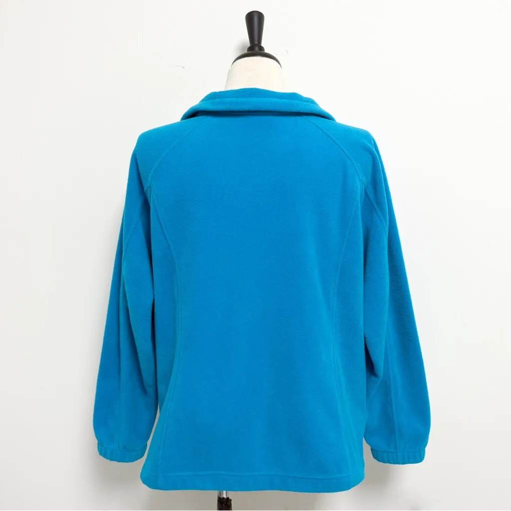 Columbia Blue Fleece Benton Springs Full Zip Up Grey Embroidered Logo Jacket 1X - Image 5