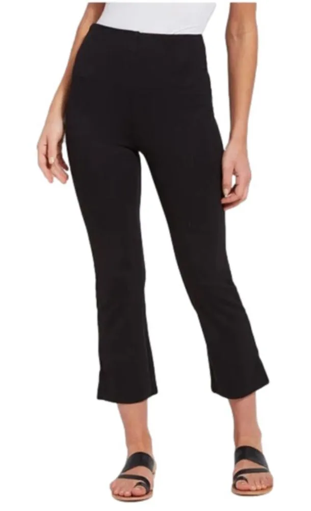 Lysse black stretch dress cropped pants with small side ankle slit hem - S - Image 1