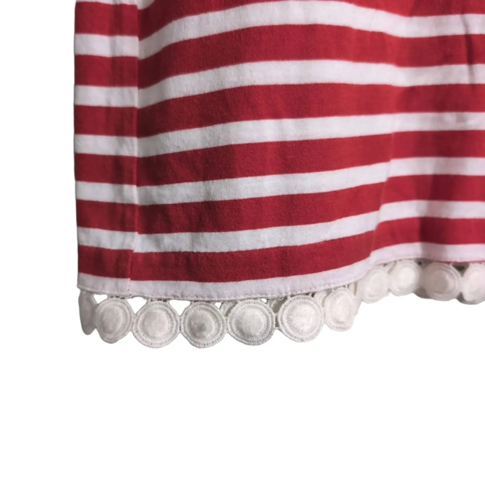 J. CREW Red White Striped Trim Short Sleeve Casual T Shirt Size 4 - Image 4