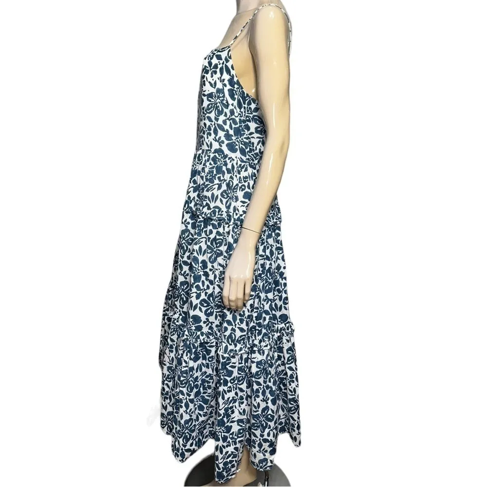Cara Cara Women’s Size L Indigo Blue White Block Print Harbour Island Maxi Dress Size L - Image 7