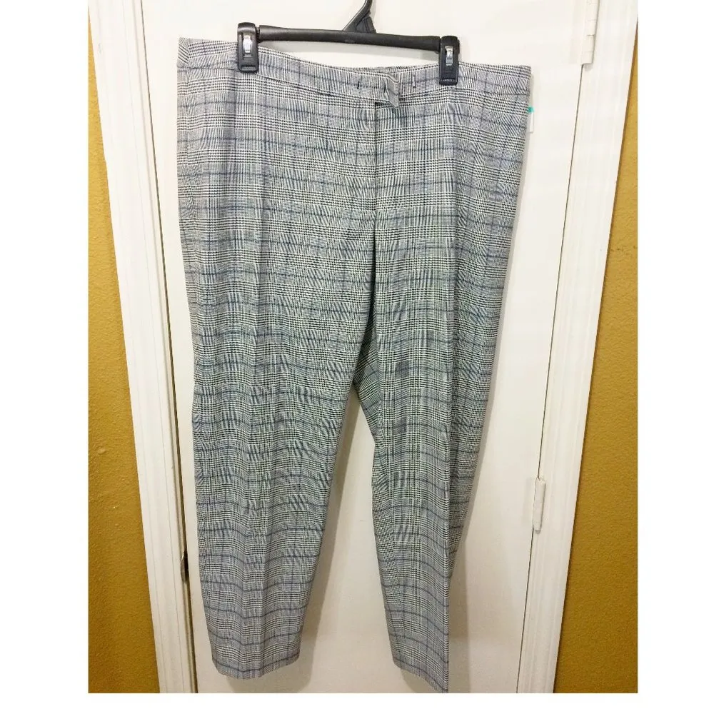 Anne Klein women's 16 geo plaid work / casual stretch trouser pants 37x28 38x28 - Image 2