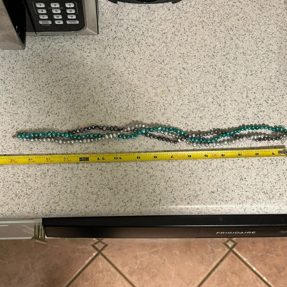 Freshwater 3 Strand Cultured Pearl 16" Choker Necklace w/ Silver Earrings - Image 5