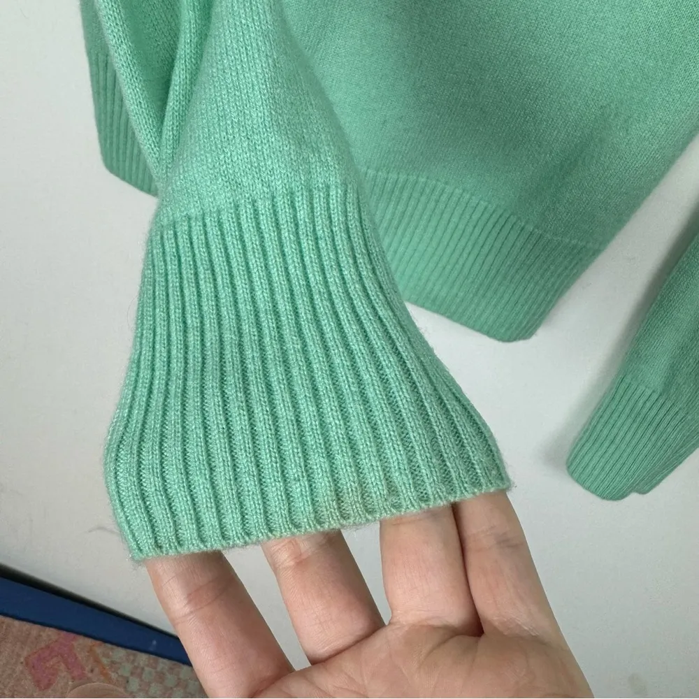 J. Crew Womens 100% Cashmere Button Cardigan Sweater Sz XS Green Blue - Image 12