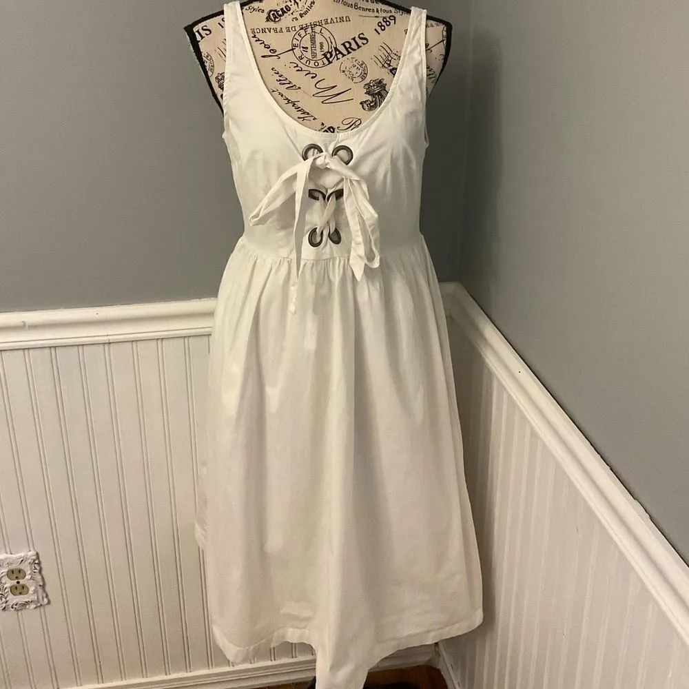 Who What Wear White Summer Dress Small with Pockets - Image 2