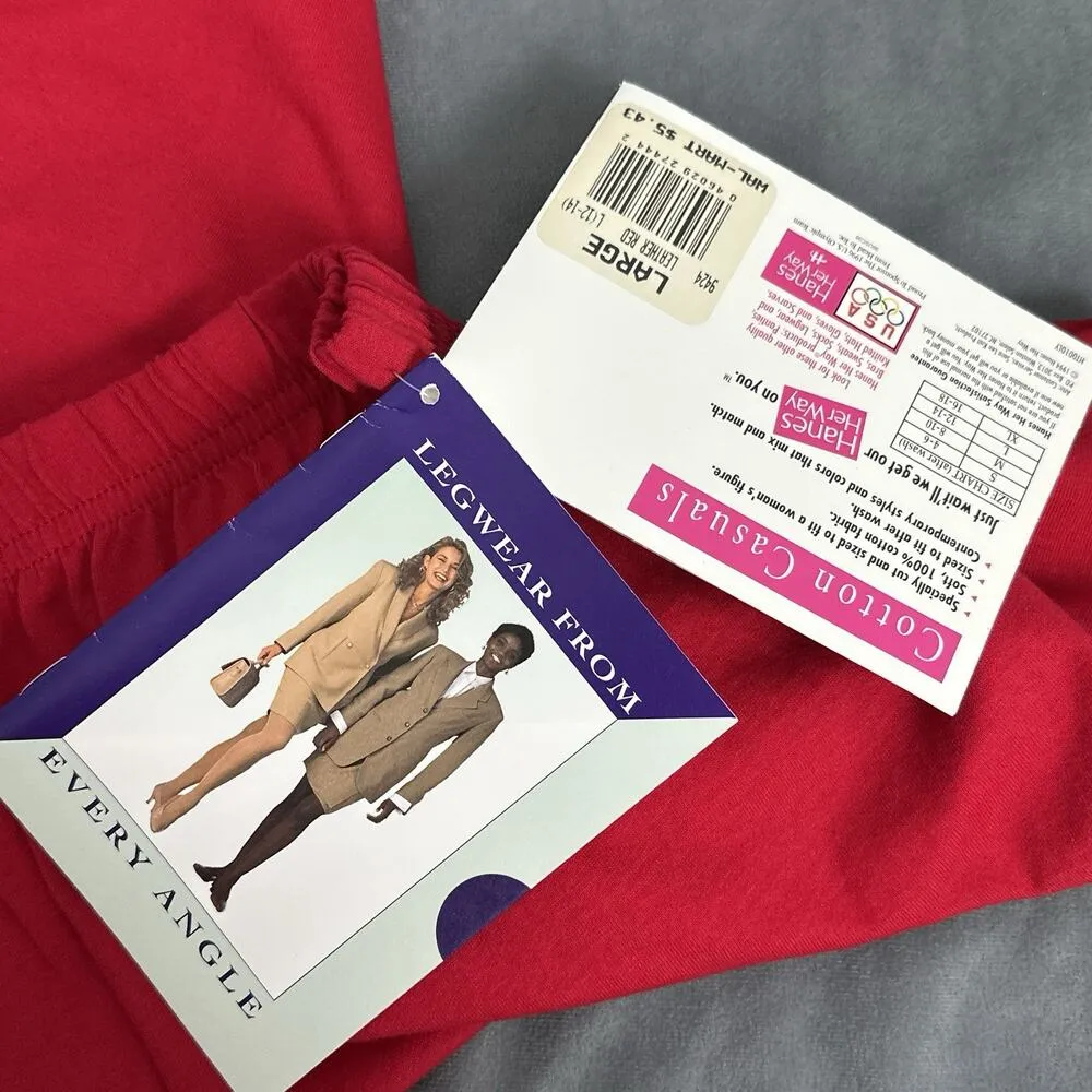 Vintage Fruit Of The Loom Shorts Cotton Casuals High Waist Large Red New NOS - Image 5