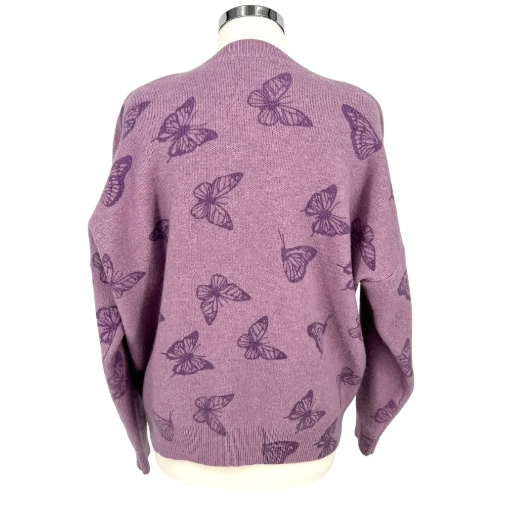 Le Lis Collection Butterfly Print Purple Oversized Sweater Size Medium - Image 8