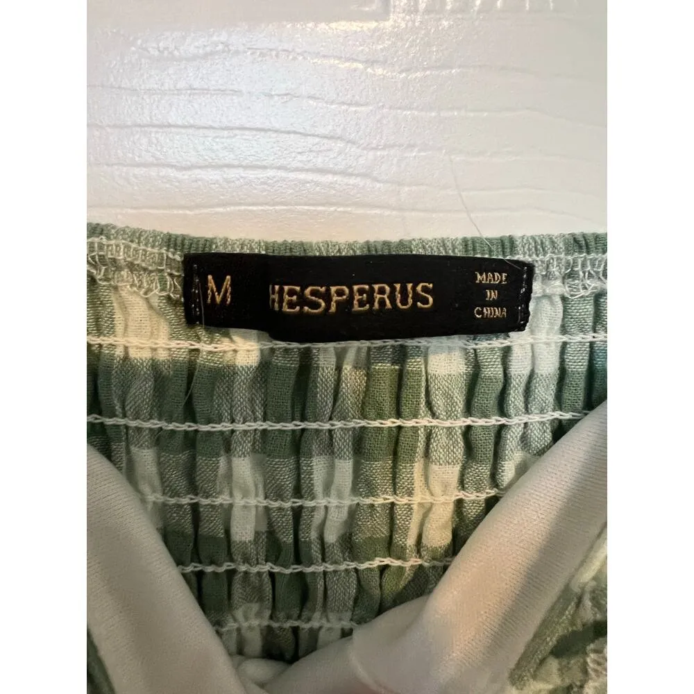 Hesperus Gingham Pattern Ruffle Top Sleeveless Mini Dress Medium - Image 5