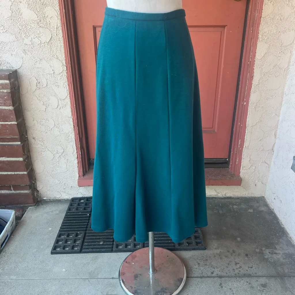 1950s handmade Elegant Teal Skirt Blue Size L - Image 2