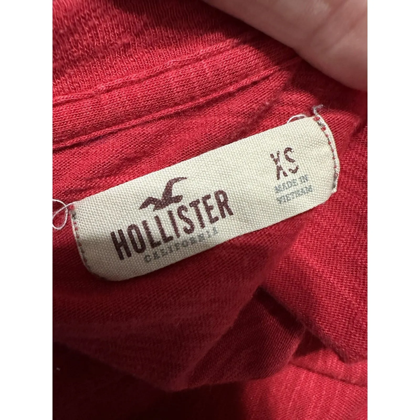 Vtg Hollister Red Long Sleeve V-Neck Top - XS - Y2K Mall Goth Coquette - Image 5