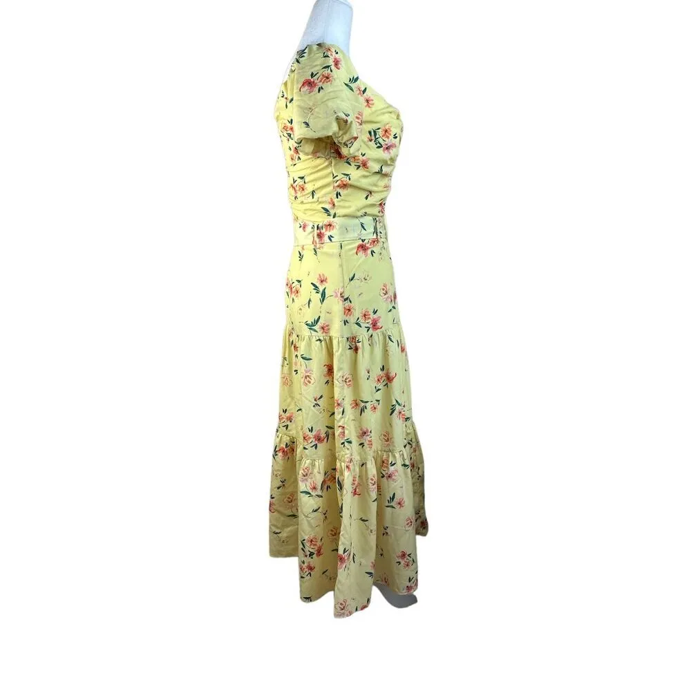 Paloma Blue Evie Dress in Yellow XSmall Womens Midi Floral Size XS - Image 6