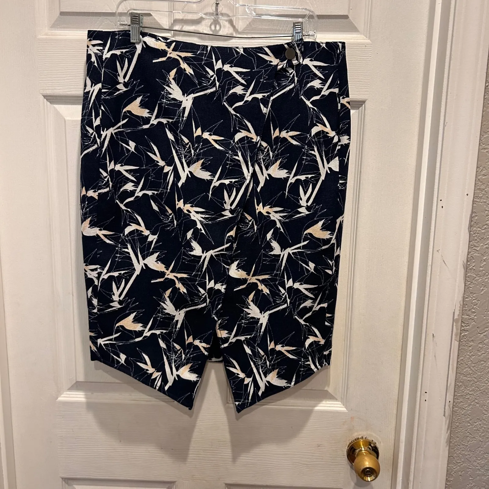 RACHEL ROY Womens 12 :Polynesian Paradise Blue White Bird Print Asymmetrical Black - Image 2