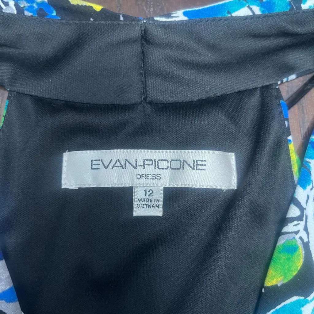 Evan Picone Blue and Green Floral Midi Dress - Image 3