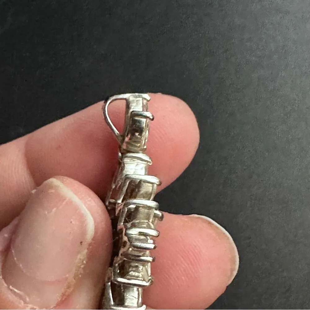 Vintage Silver And Rhinestone Cross Necklace Pendent - Image 5