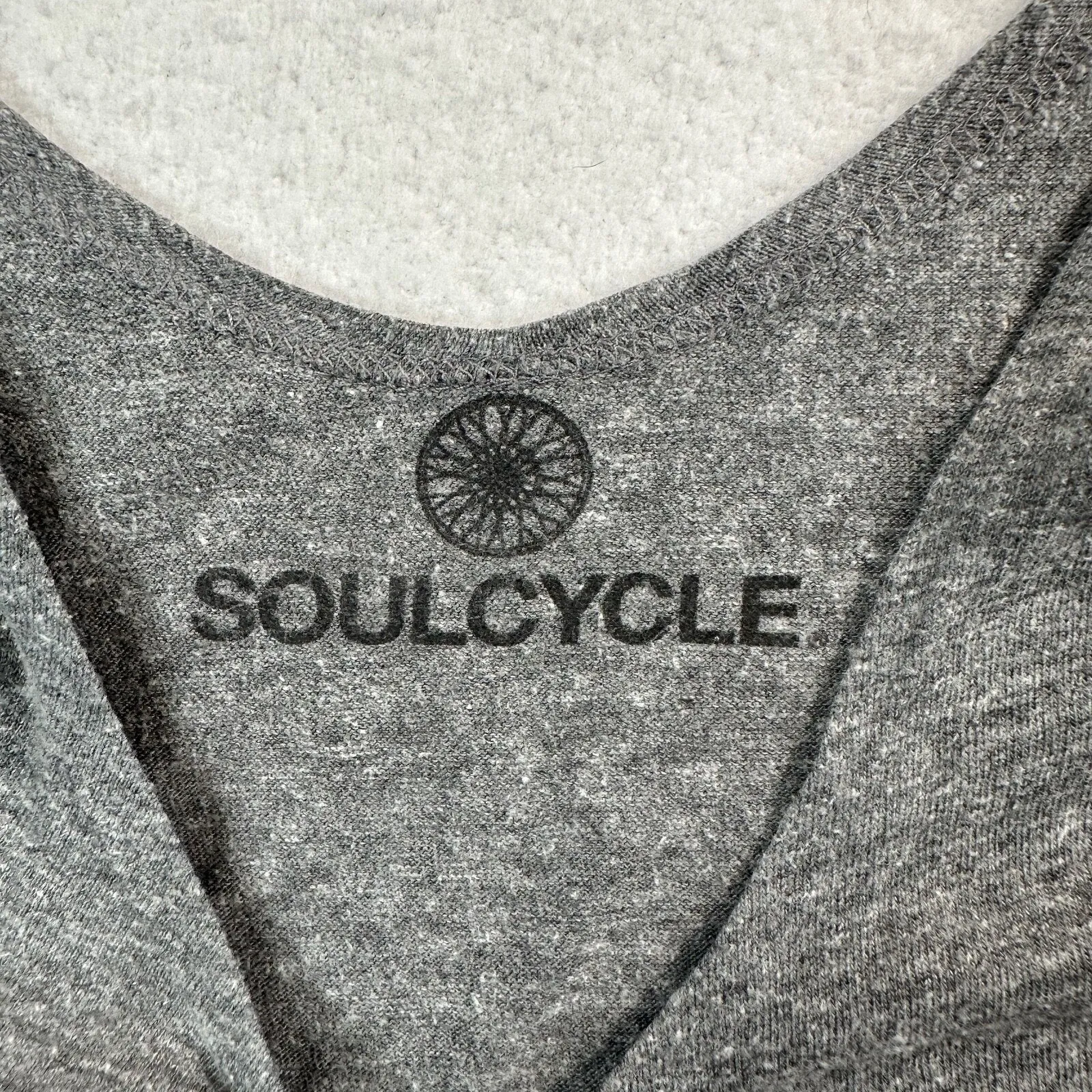 SoulCycle Tank Top Women's Small Heathered Gray Graphic Silver Print Jersey - Image 3