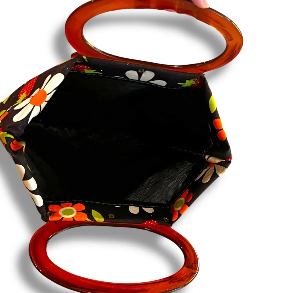 MCM 1960s Vtg MOD LADY'S PRIDE lucite handle FOLDING Handbag Shopper purse tote Brown - Image 3