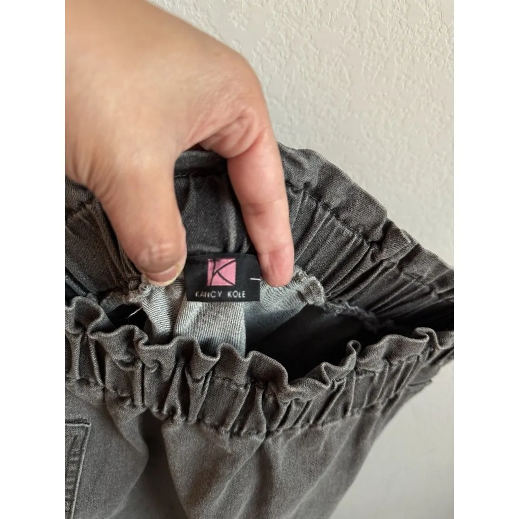 Kancy Kole Skirt Women’s Large Gray Denim Tie Belted Paper Bag‎ High Waist Mini - Image 6