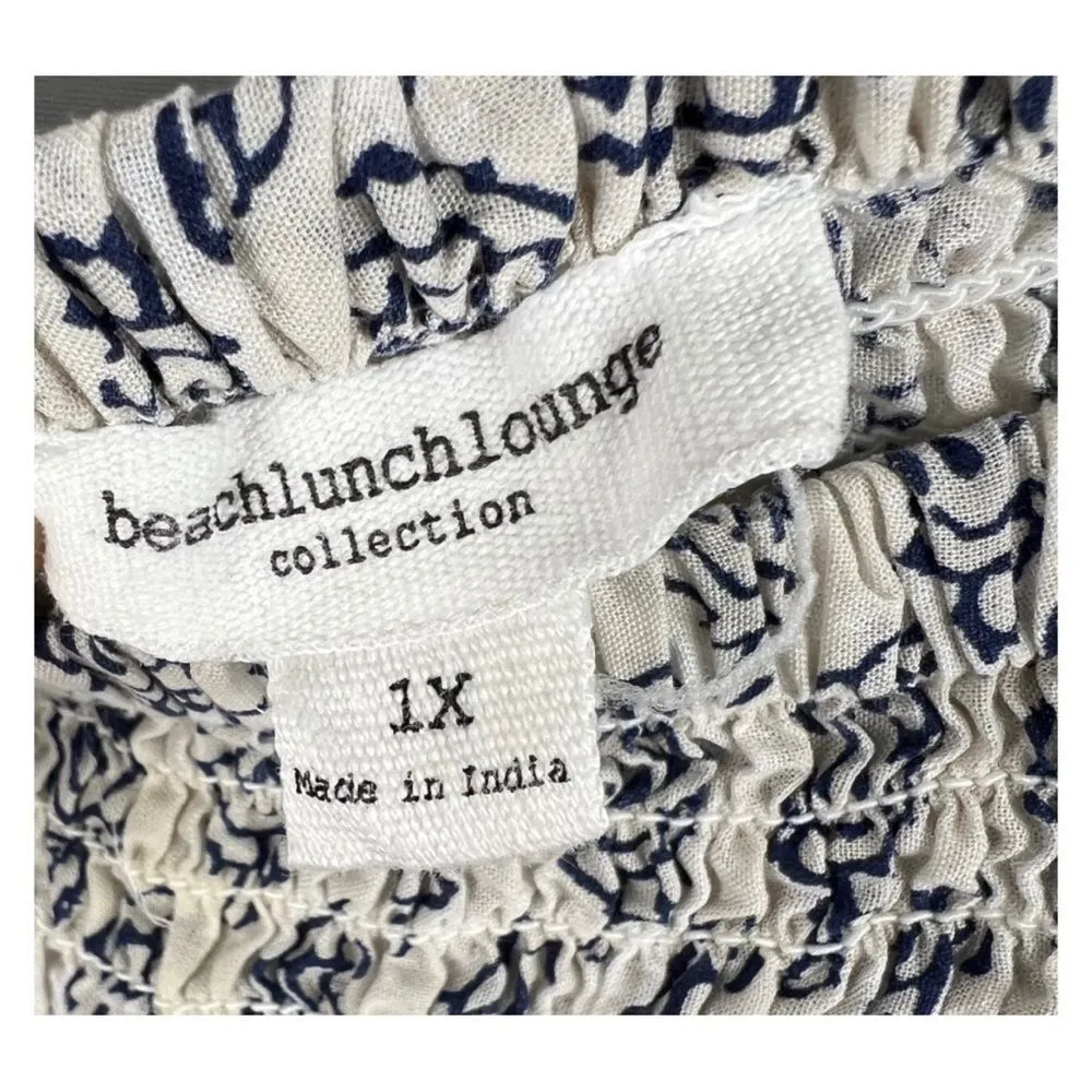 Beach lunch lounge smocked boho 3/4 sleeve off the shoulder flowy navy red cream - Image 4