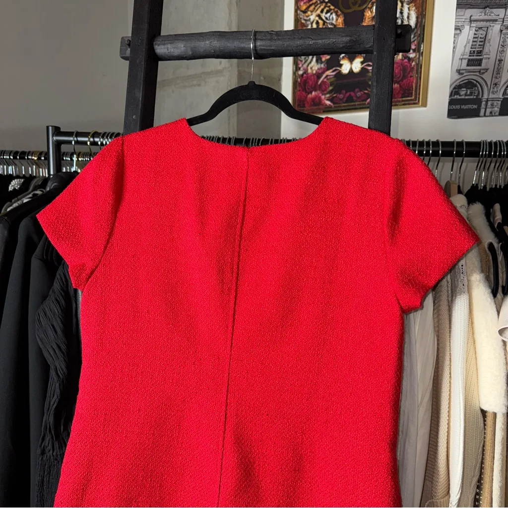J.Crew Factory Tweed Dress with Jewel Buttons in Classic Cardinal New $128 Red Size 10 - Image 10