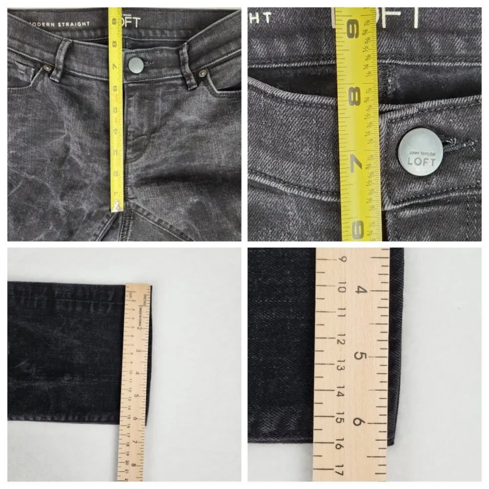 Ann Taylor LOFT Modern Straight Low Rise Jeans Size 27P Petite Black (27/4 P) - Image 10