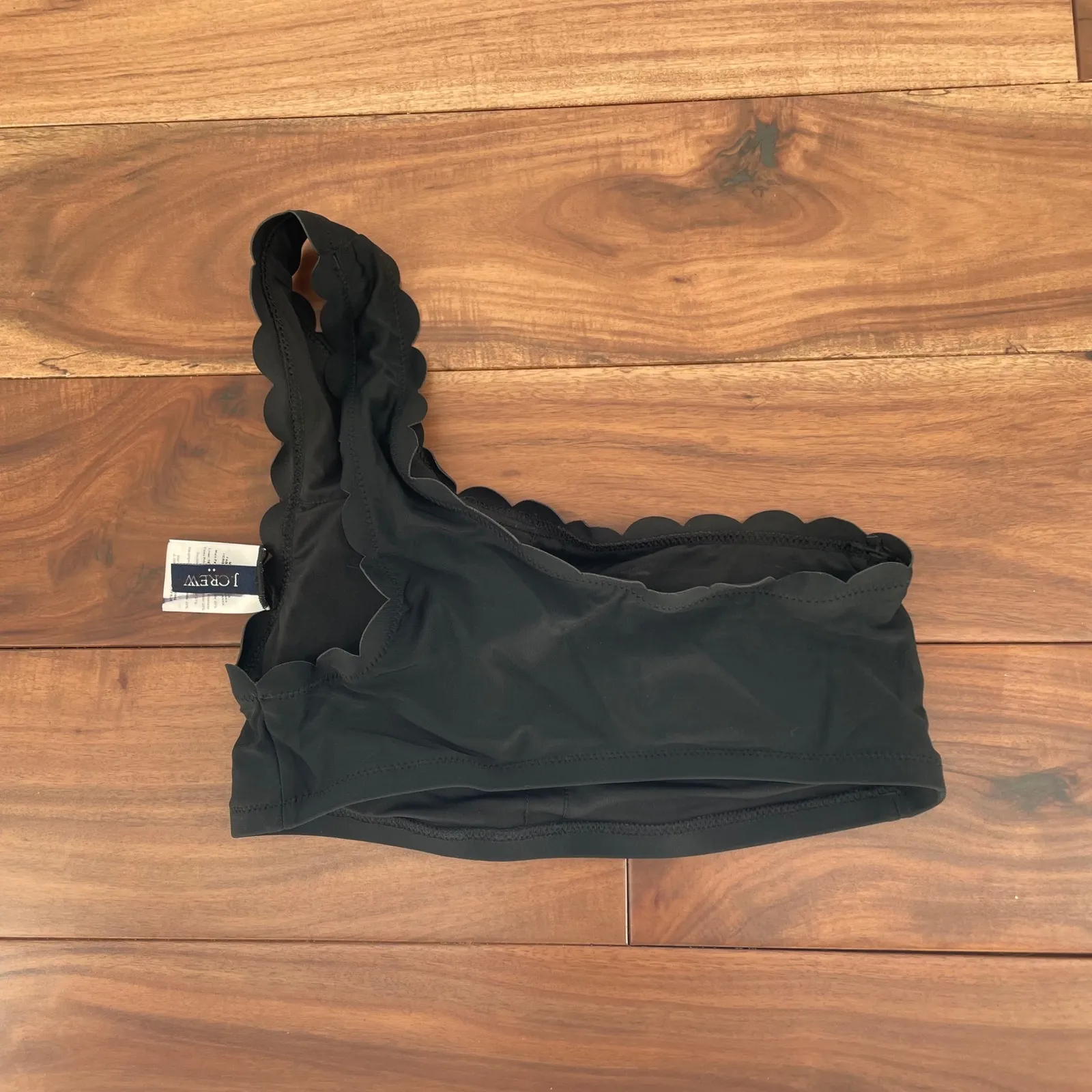 J Crew Black Scallop One Shoulder Bikini Top Swimsuit XXS - Image 4