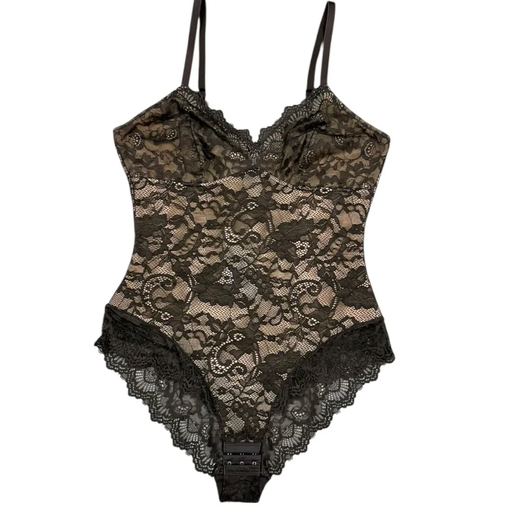 PINSY Lace Shaping Lace Bodysuit Brown Sculpting Stretch Shapewear Large NWT Size M - Image 5