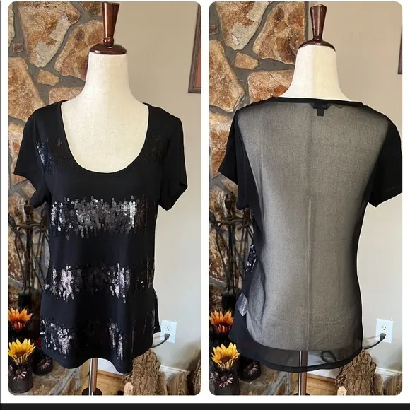 Kut from the Kloth Sequined Short Sleeve Top - Image 2