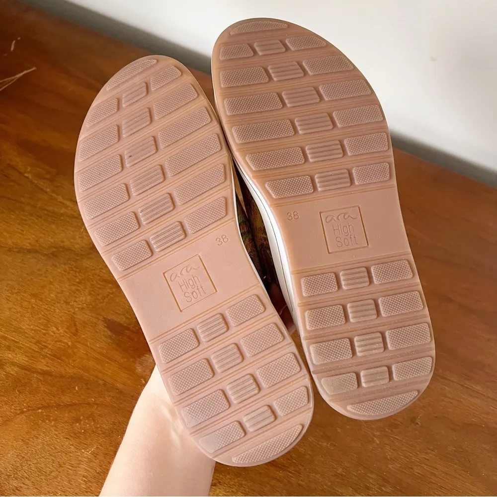 Ara • Onella Sport Slide mule sandals slip on leather comfort palm leaf print Orange Size 7 - Image 11