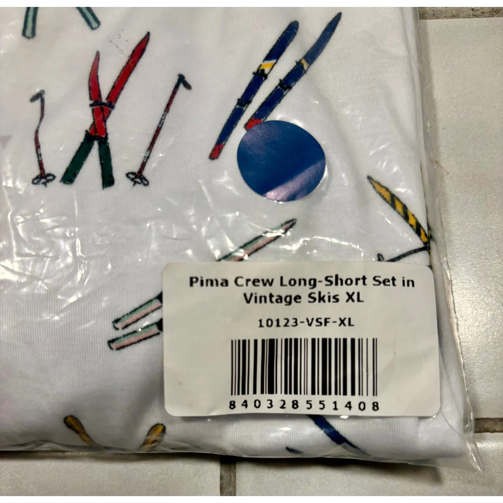 Lake Pajamas Pima Crew Long Short Set Vintage Skis Sz XL New NWT White - Image 4