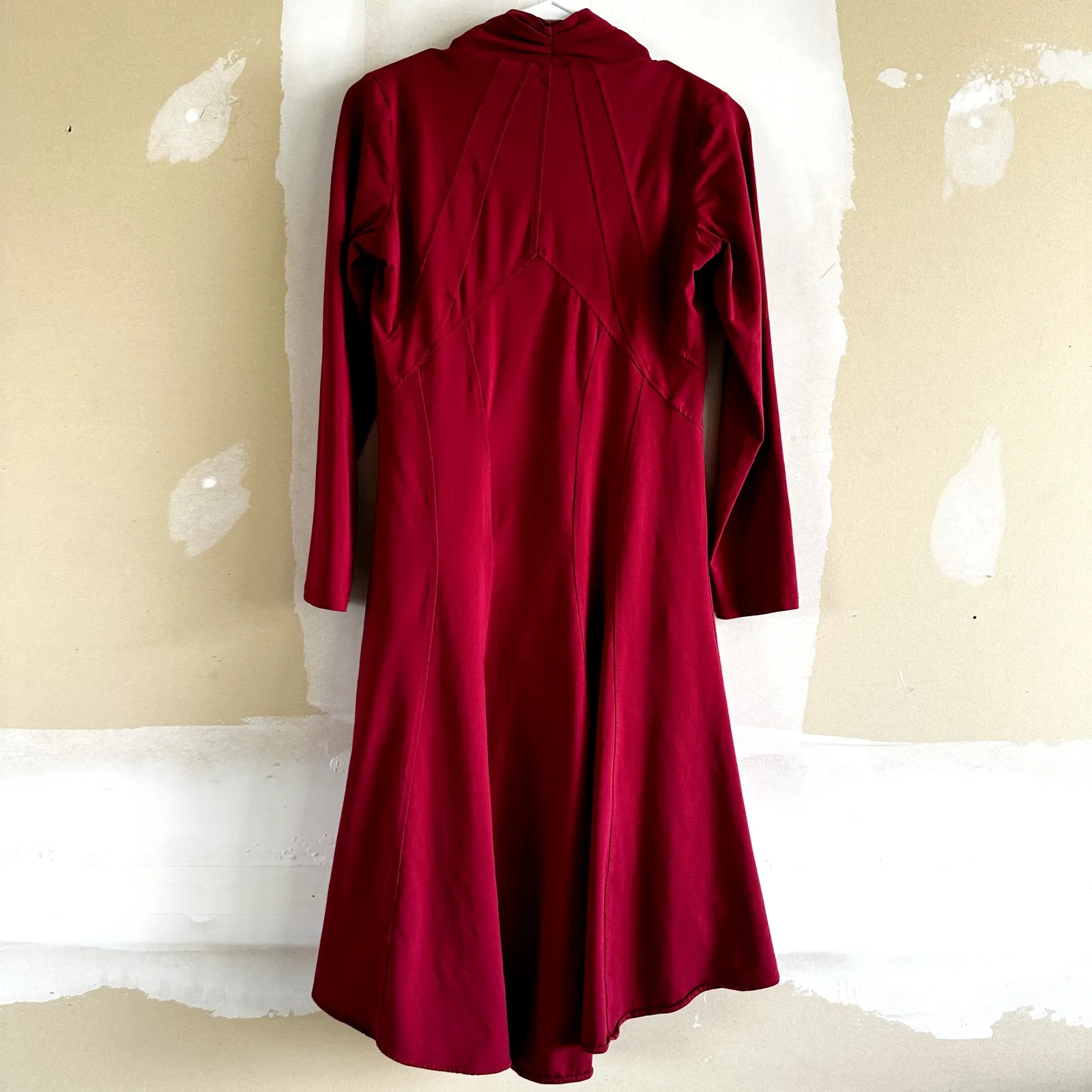 Sundance Trapeze Midi Dress A Line Flare V Neck Hi Low Flowy Cotton Red XSmall - Image 4