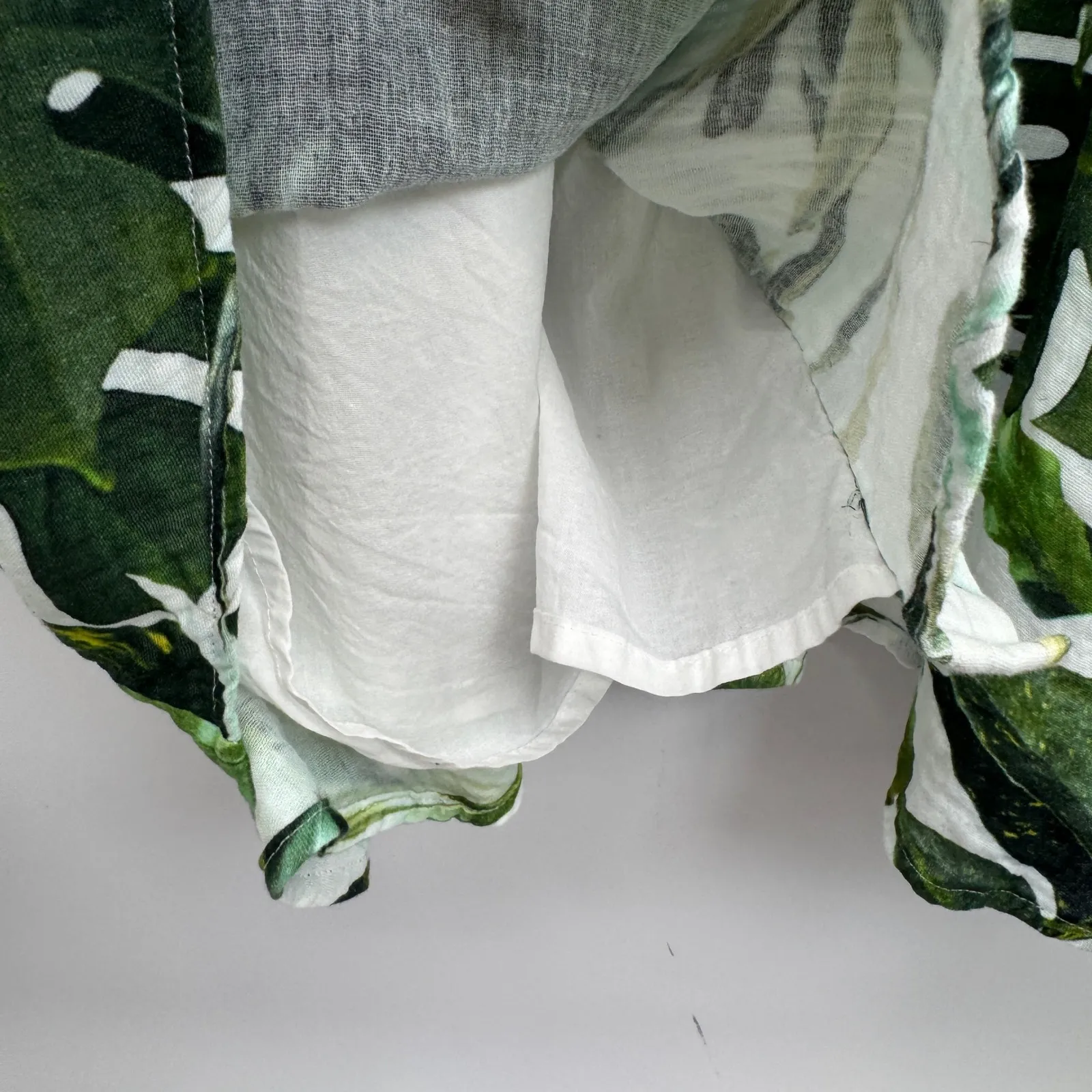 Gianni‎ Bini Tropical Beachy Midi Dress Button Front White Green Cotton Size 12 - Image 9