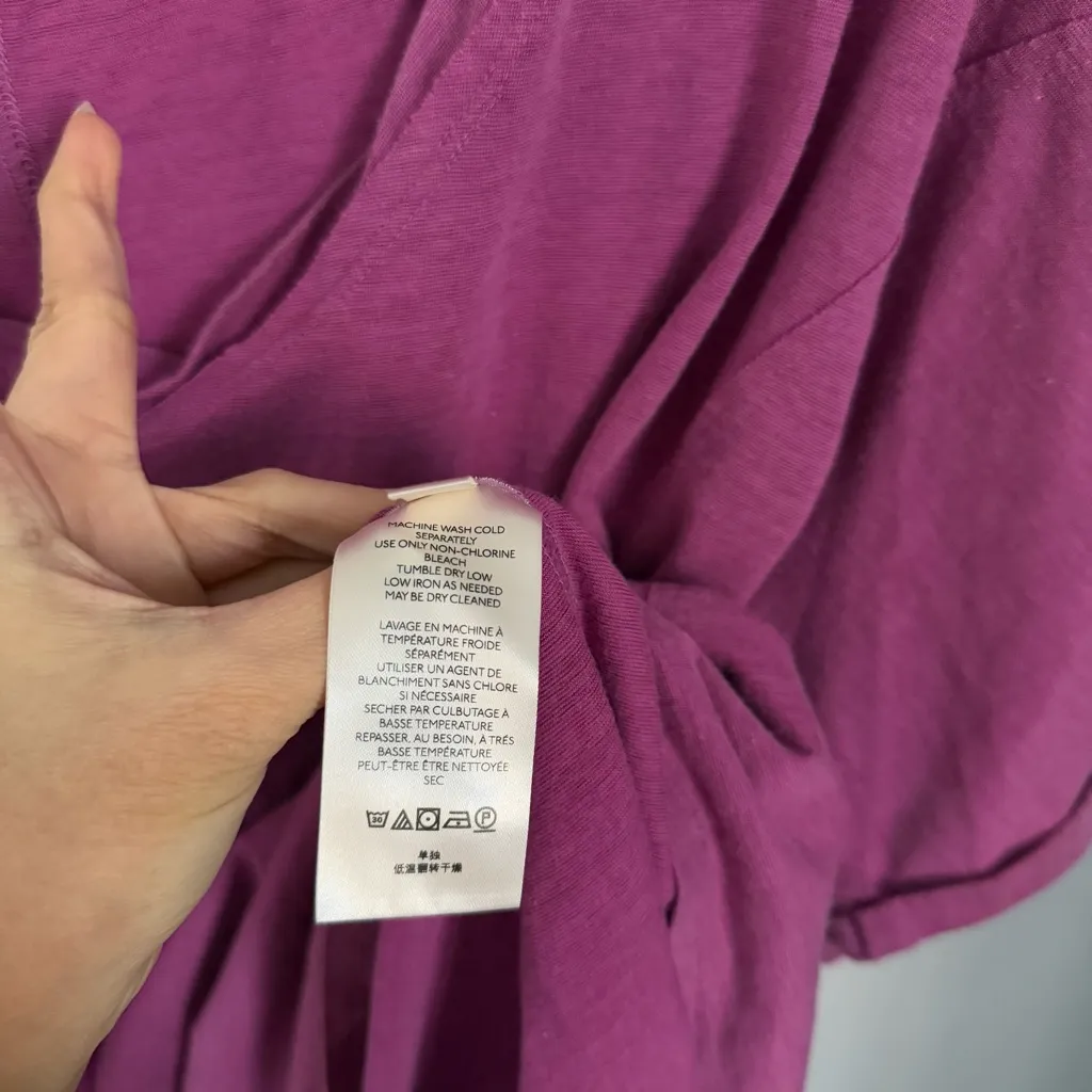 Free People XS Oversized Tunic Short Sleeve Tee Orchid Purple V Neck Relaxed - Image 3