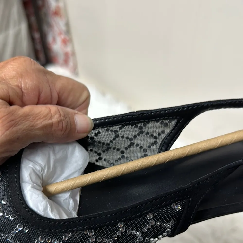 a new day Black and Silver Mesh Kitten Heel Pumps with Sequins Embellished - Image 11