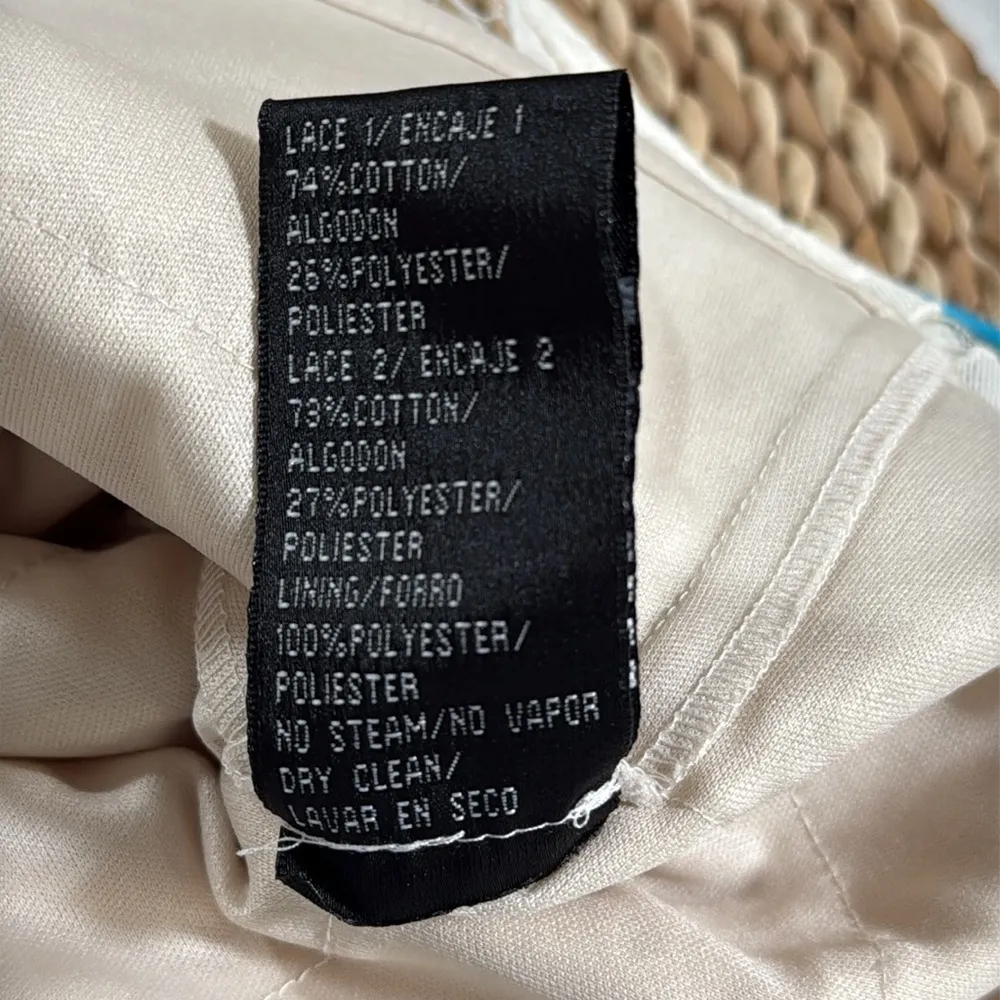 SL Fashions Cream ivory Sheath Dress Sleeveless Scoop Neck floral woman size 12 White - Image 8