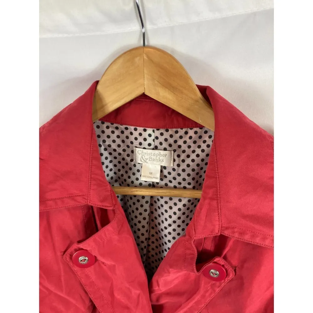 Christopher & Banks Tie Waist Trench Coat Pink Size medium - Image 2