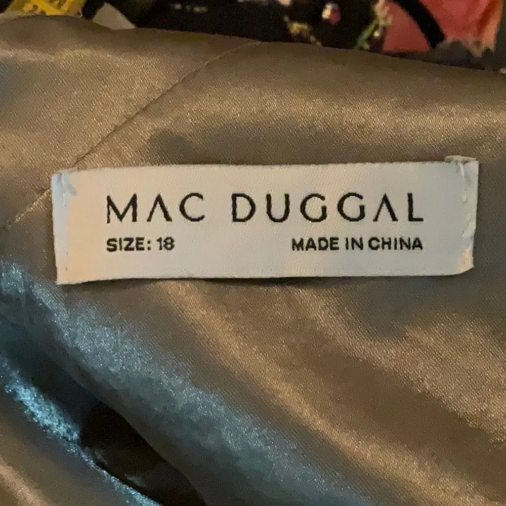 NWT Mac Duggal 67864 Long Sleeve Satin Chiffon Tiered Gown Dress Sage Green - Image 16