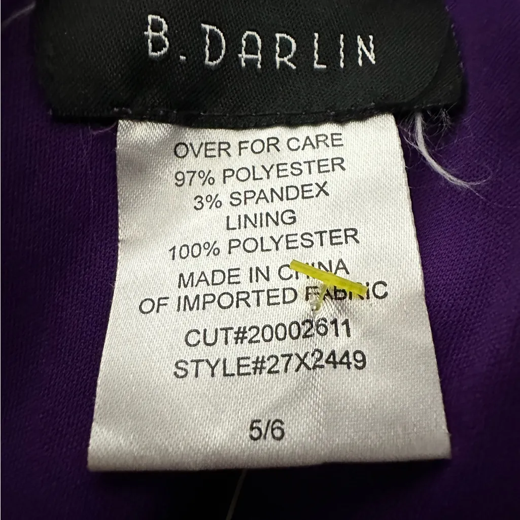 B. Darlin Purple Mini Cocktail Party Dress with Bow Detail Y2K Juniors Size 5/6 - Image 7