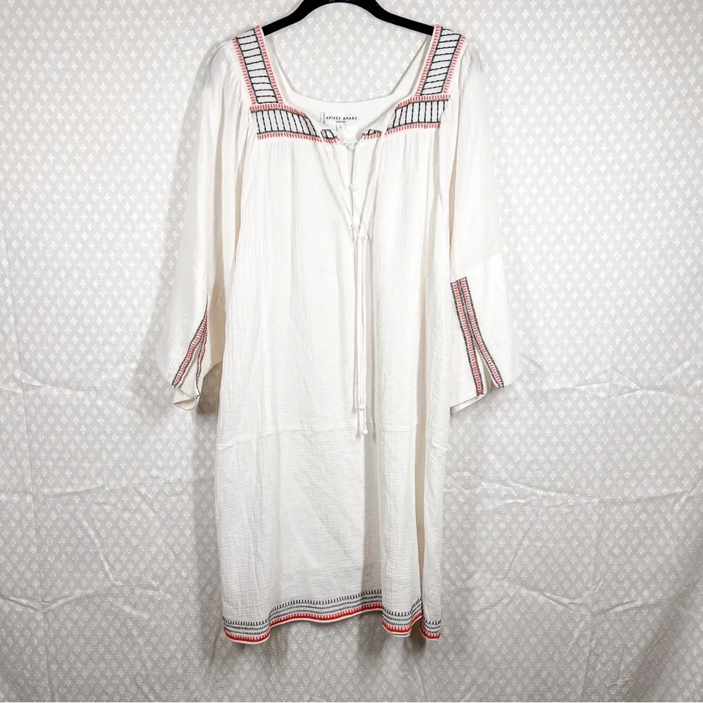 Apiece Apart White‎ Muslin Cotton Nueva Embroidered Dress - Image 2