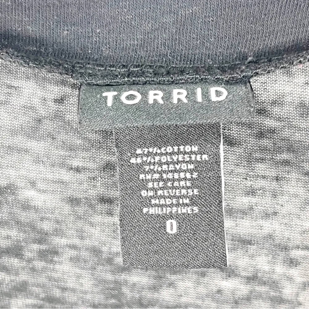 TORRID Black Sheer Lace V-Neck Short Sleeves Burnout Tee, Size 0X - Image 3